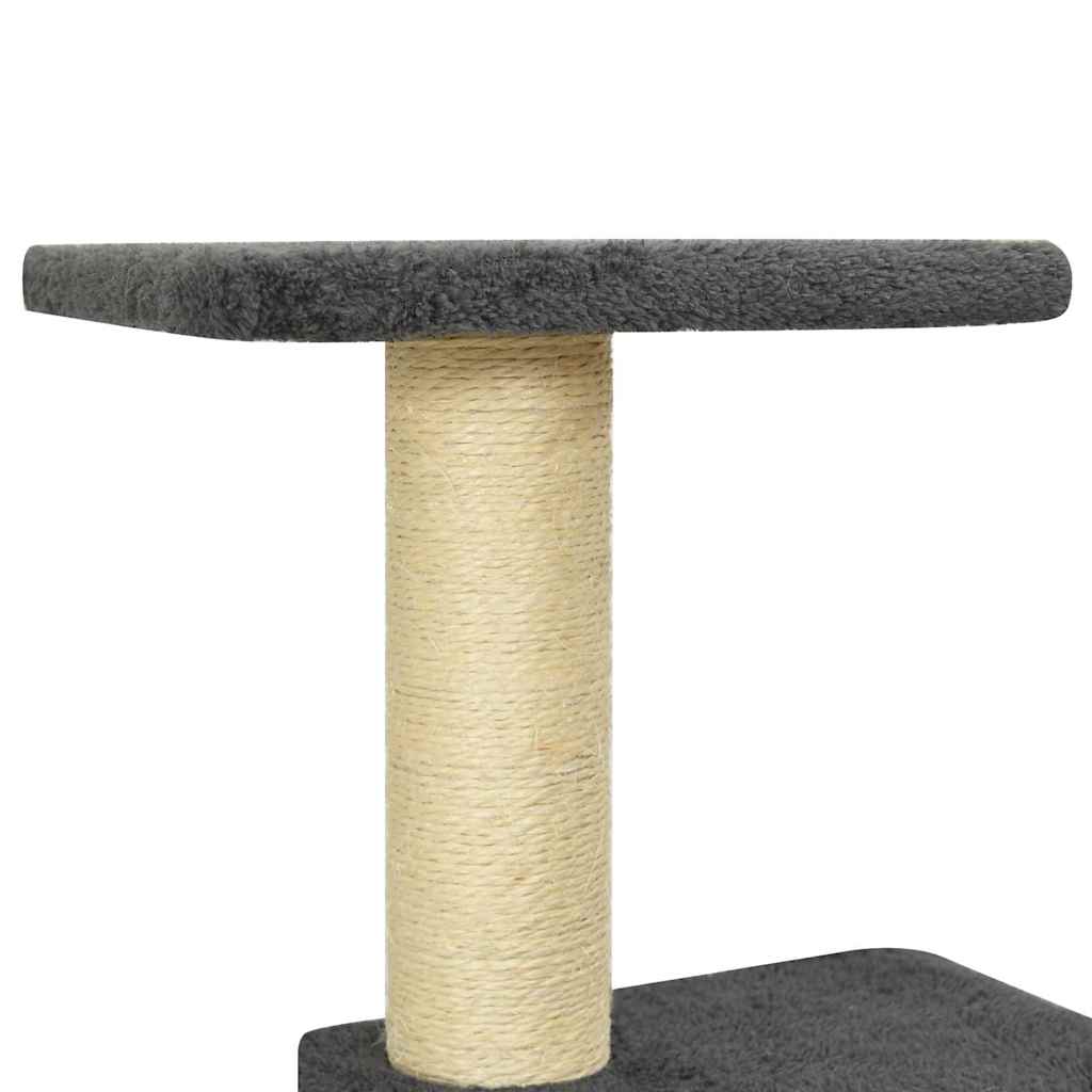 Albero per Gatti con Tiragraffi in Sisal Grigio Scuro 118,5 cm