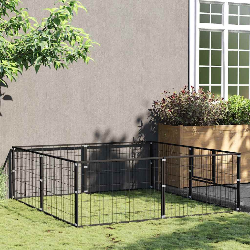 Gabbia per Cani Nera 4 m² in Acciaio
