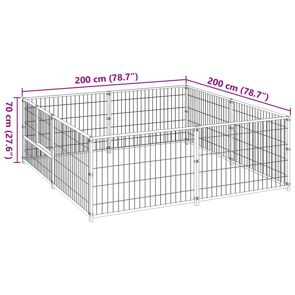 Gabbia per Cani Nera 4 m² in Acciaio