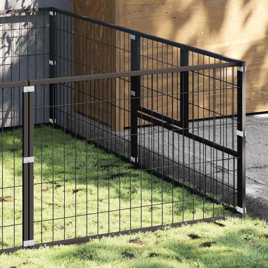 Gabbia per Cani Nera 16 m² in Acciaio