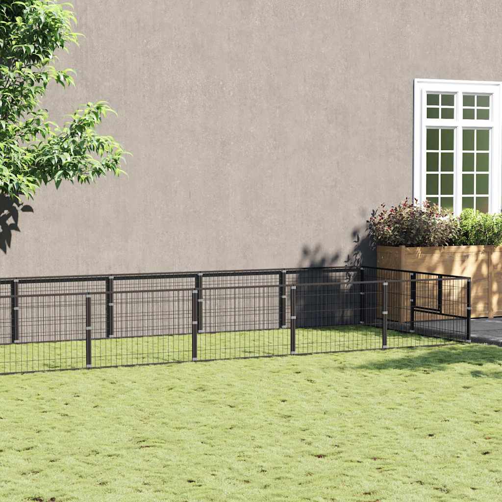 Gabbia per Cani Nera 20 m² in Acciaio