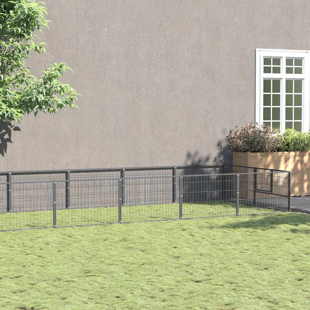 Gabbia per Cani Argento 20 m² in Acciaio