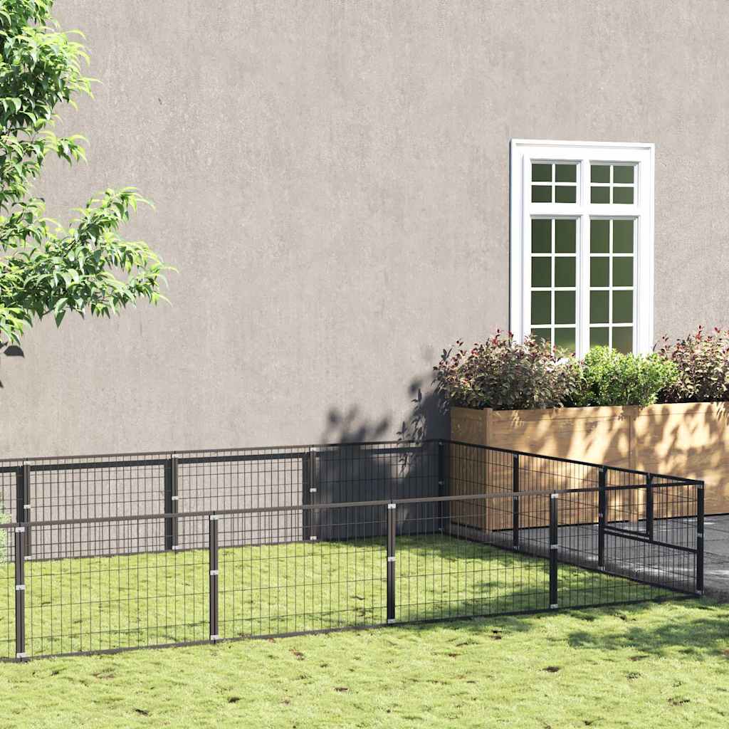 Gabbia per Cani Nera 24 m² in Acciaio
