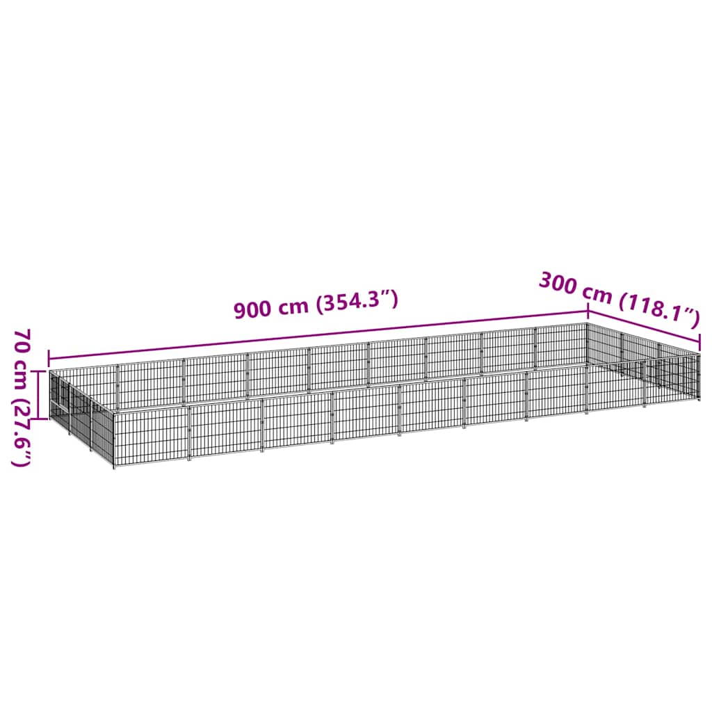 Gabbia per Cani Argento 27 m² in Acciaio