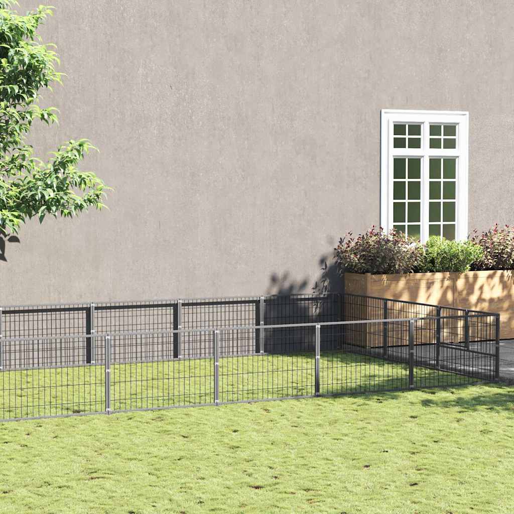 Gabbia per Cani Argento 30 m² in Acciaio