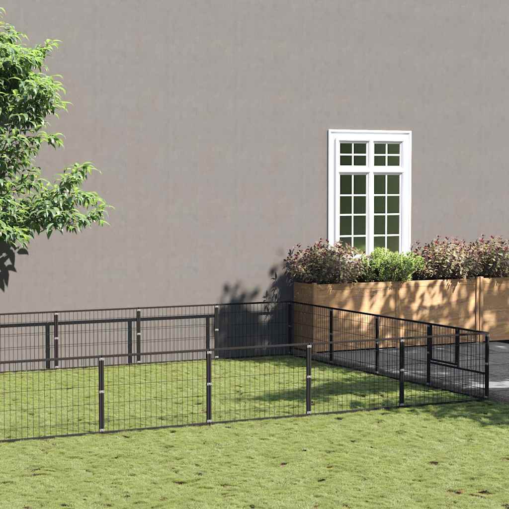 Gabbia per Cani Nera 40 m² in Acciaio
