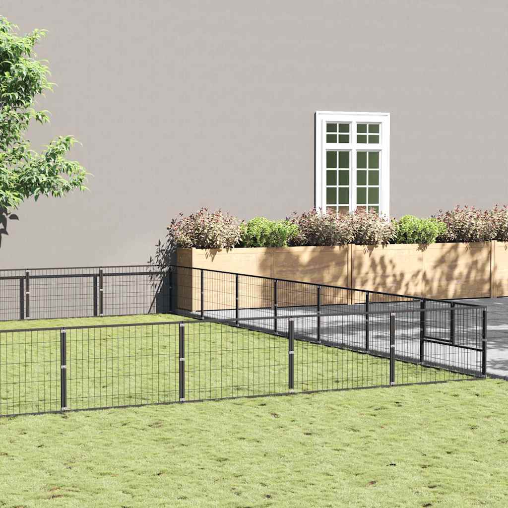 Gabbia per Cani Nera 49 m² in Acciaio