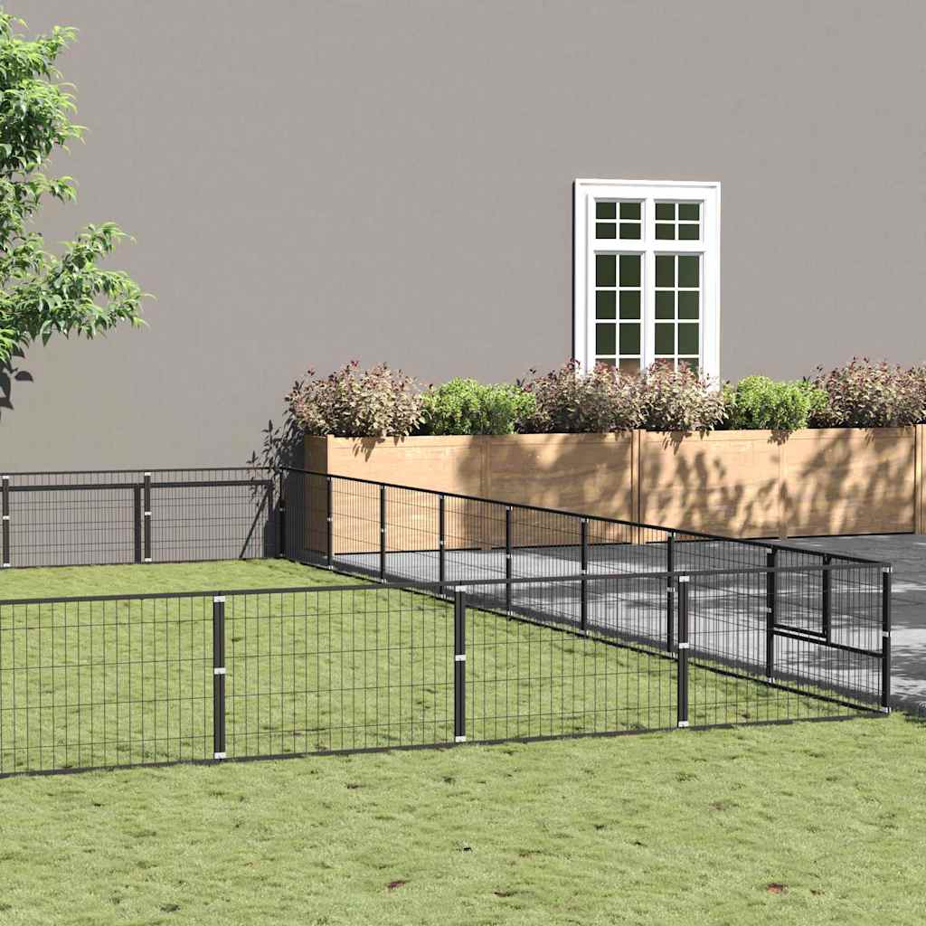 Gabbia per Cani Nera 64 m² in Acciaio