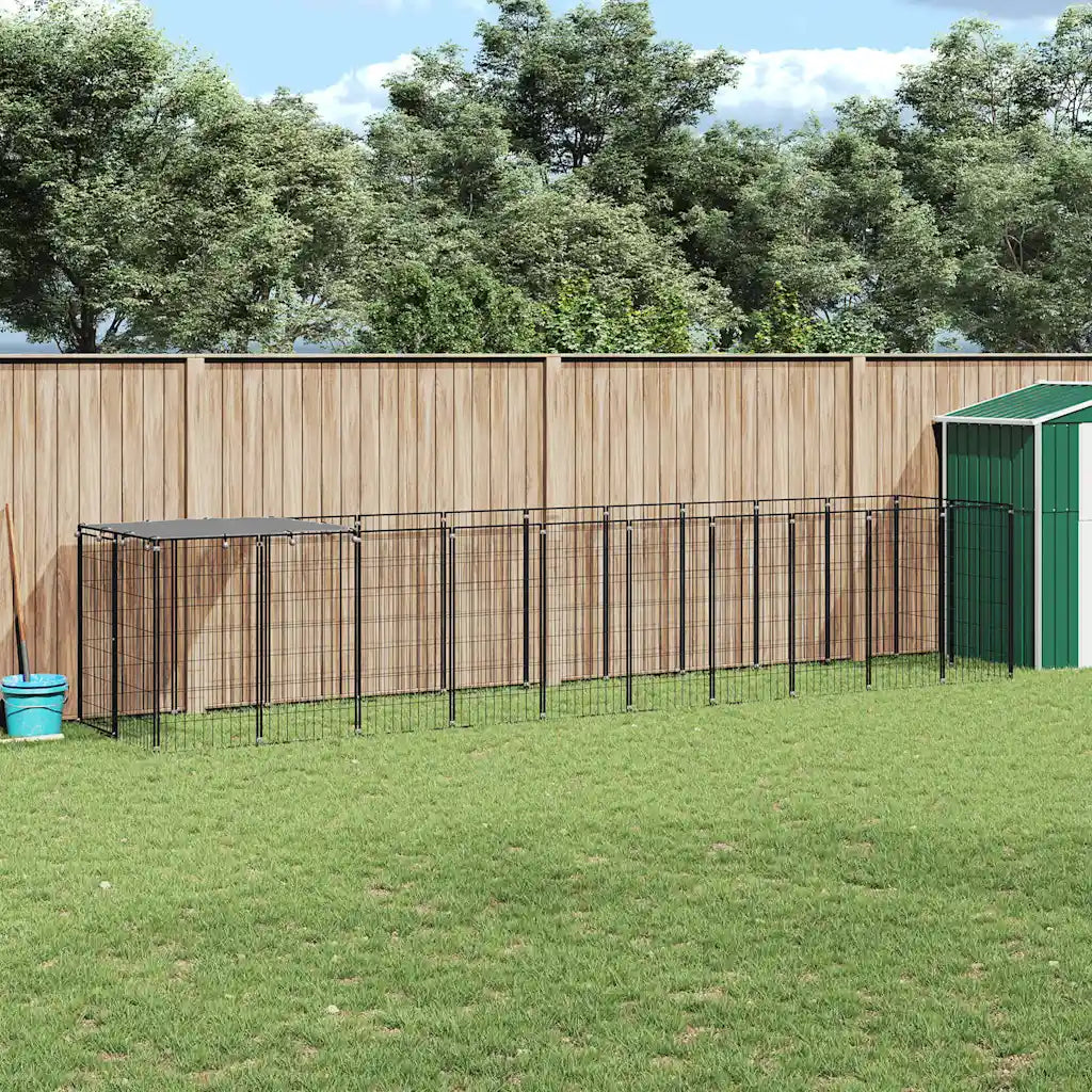 Gabbia per cani 6,05 m² in acciaio 550x110x110 cm