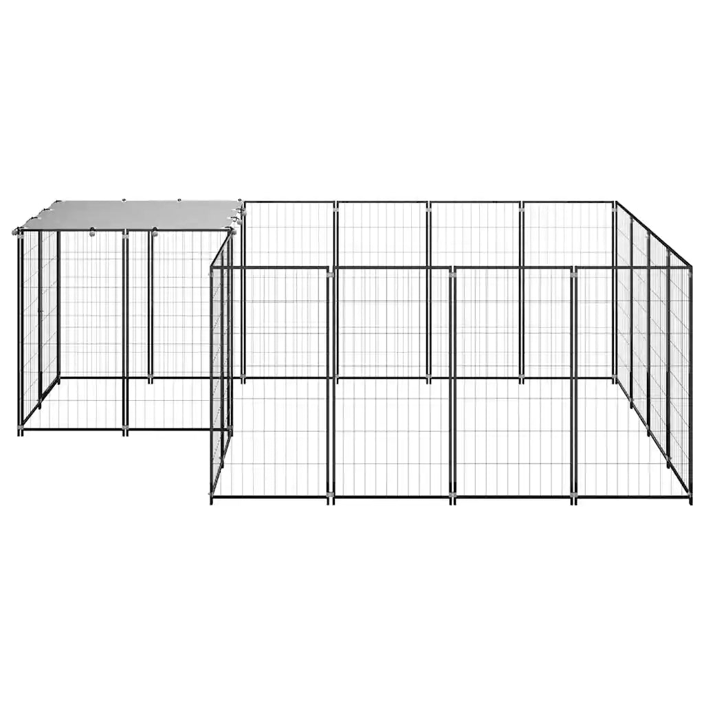 Gabbia per cani 220x440x110 cm in acciaio con tetto in polietilene