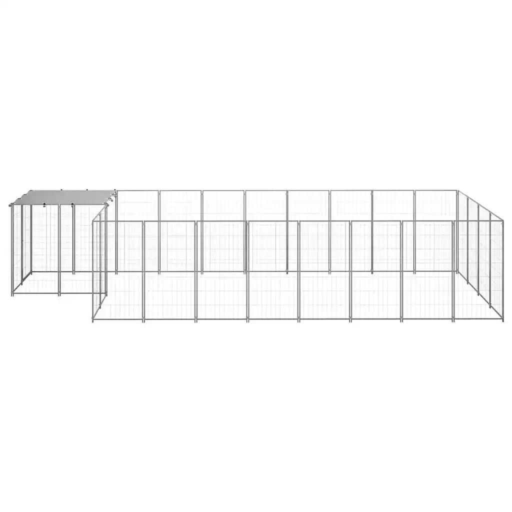 Gabbia per cani 550x220x110 cm in acciaio con tetto in polietilene