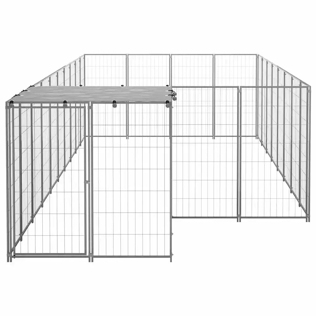 Gabbia per cani 550x220x110 cm in acciaio con tetto in polietilene