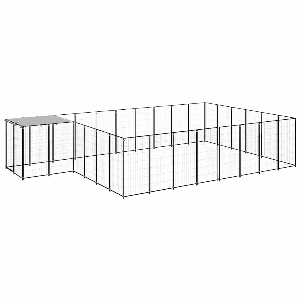 Gabbia per cani 440x440x110 cm in acciaio con tetto in polietilene