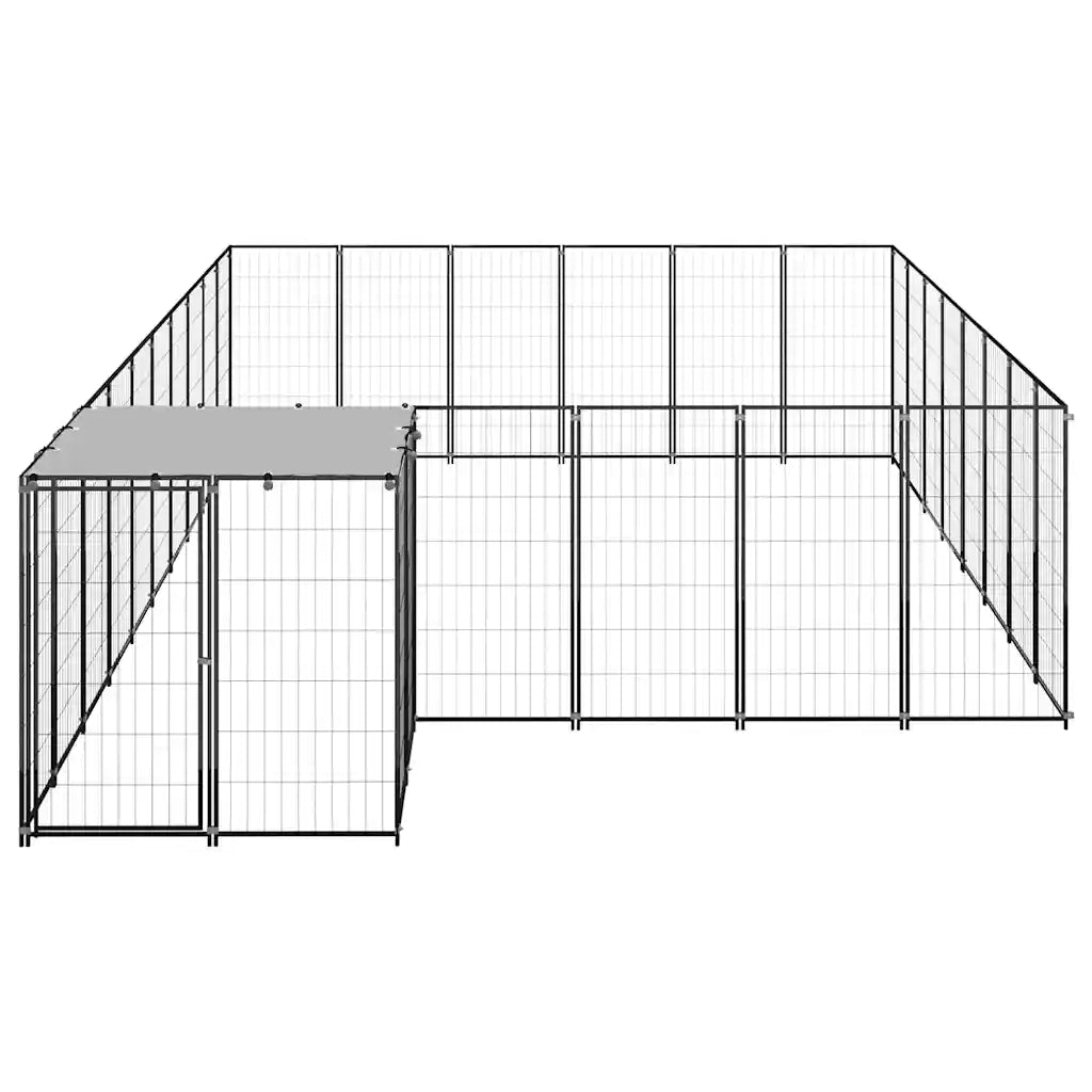 Gabbia per cani 440x440x110 cm in acciaio con tetto in polietilene