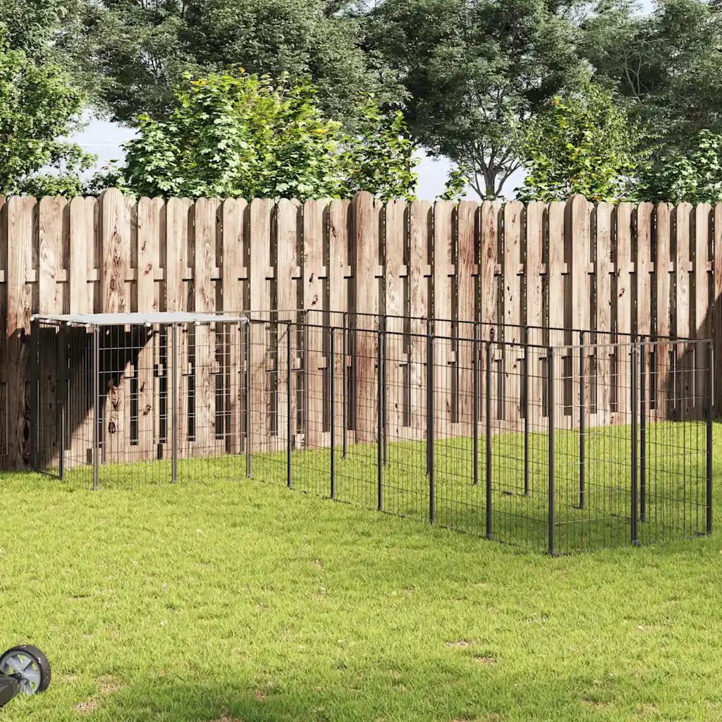 Gabbia per cani 330x220x110 cm in acciaio con tetto in polietilene