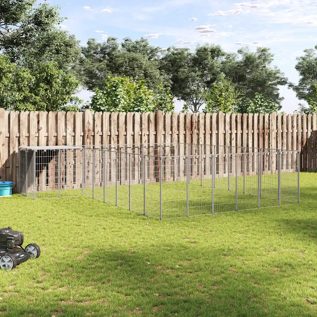 Gabbia per cani 440x440x110 cm in acciaio con tetto in polietilene