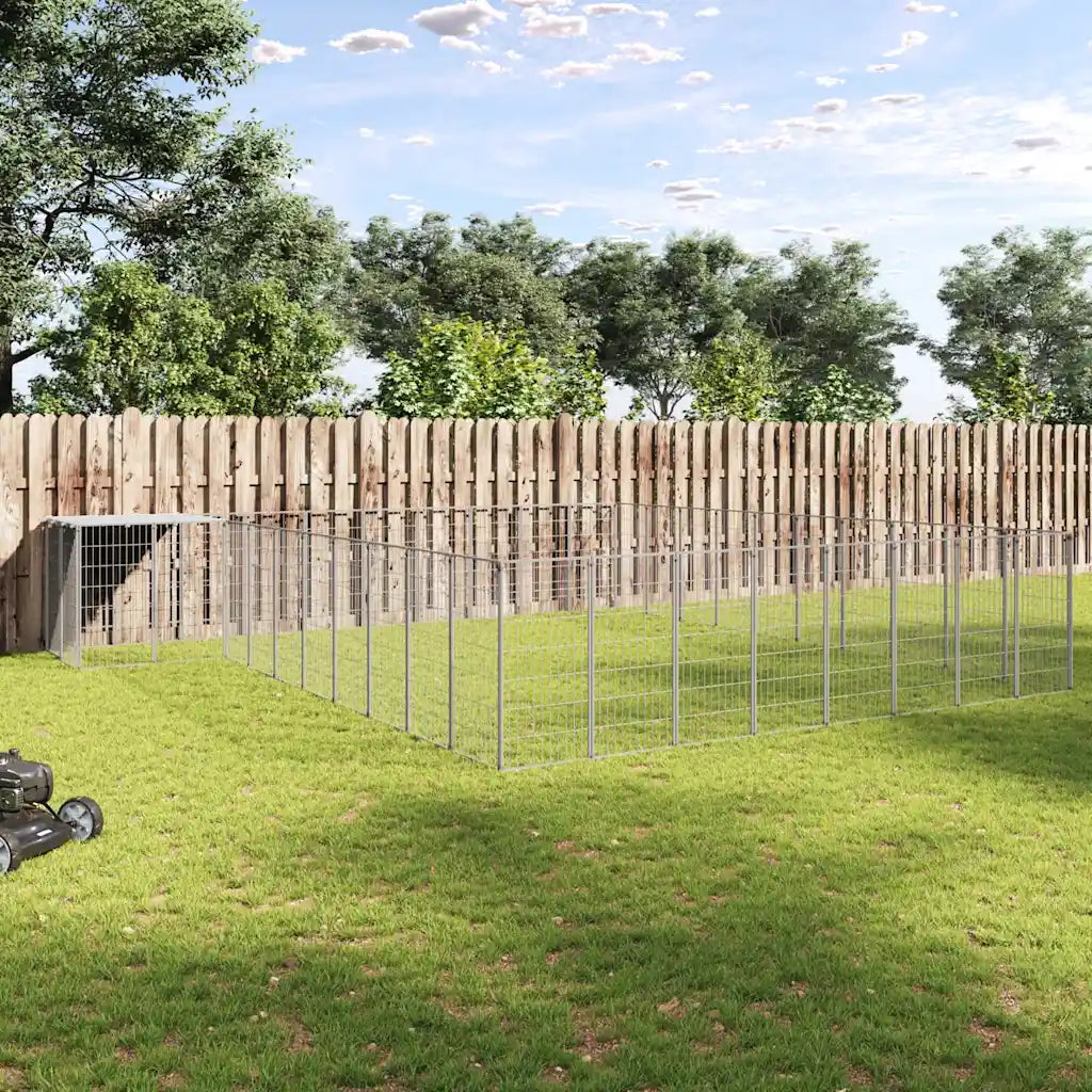 Gabbia per cani 770x550x110 cm in acciaio con tetto in polietilene