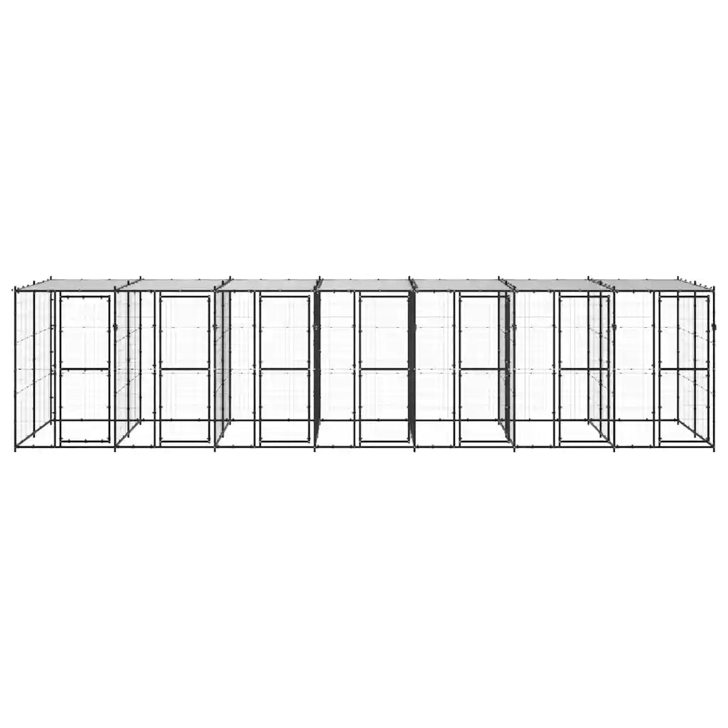 Gabbia per cani da esterno in acciaio zincato con tetto 770x220x180 cm