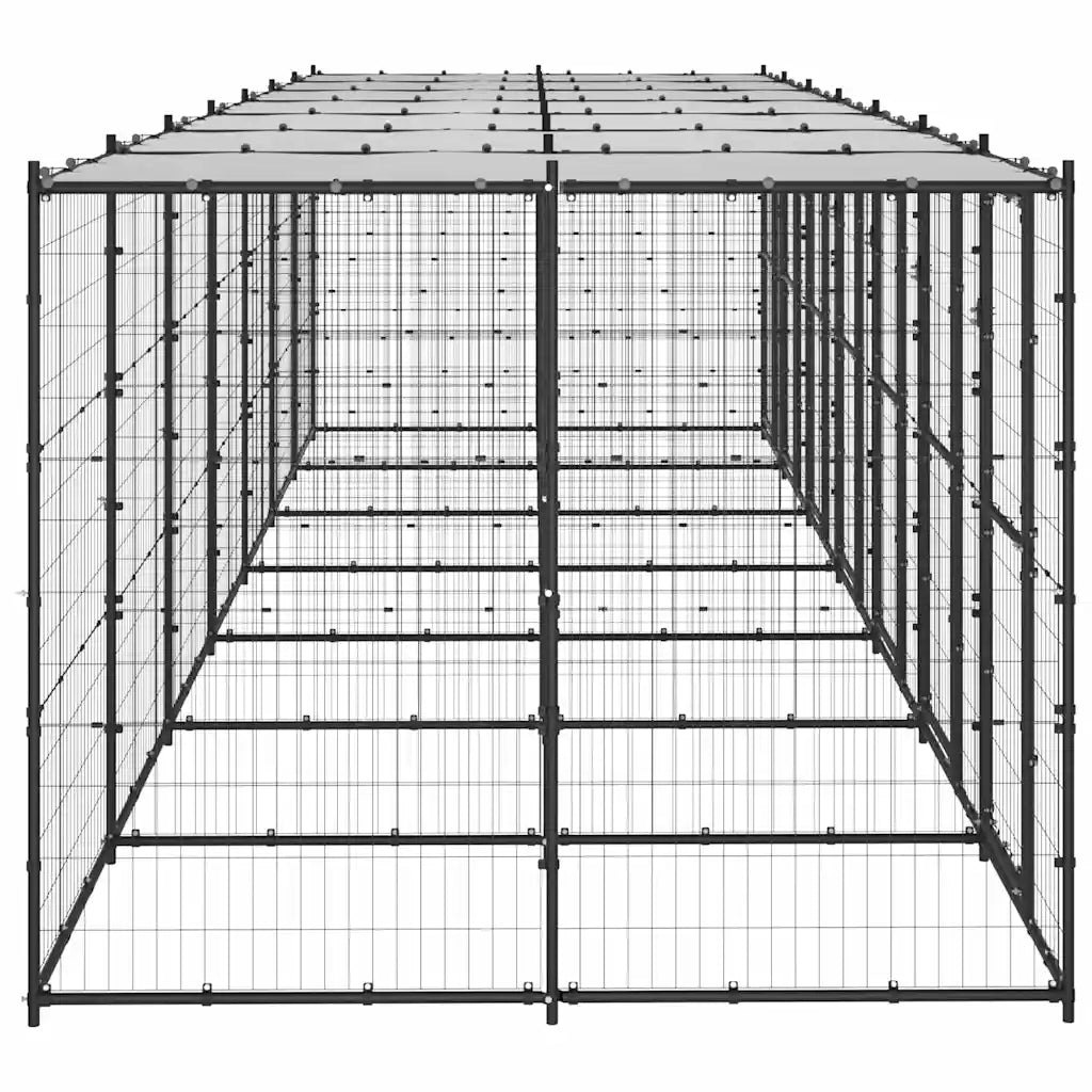 Gabbia per cani da esterno in acciaio zincato con tetto 770x220x180 cm