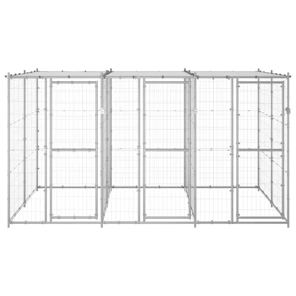 Gabbia per cani da esterno 330x220x180 cm acciaio zincato con tetto