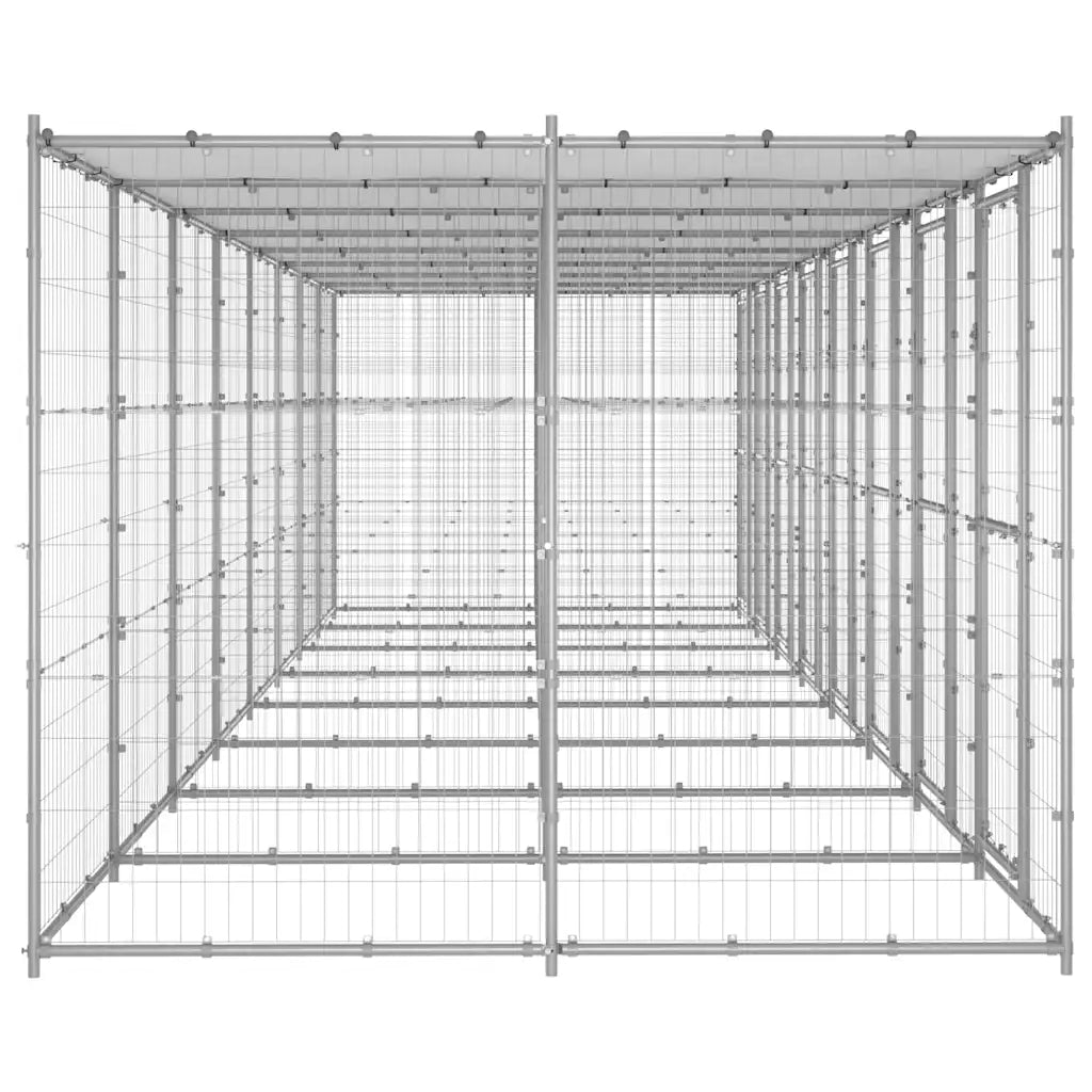 Gabbia per cani esterno acciaio zincato 880x220x180, tetto PE