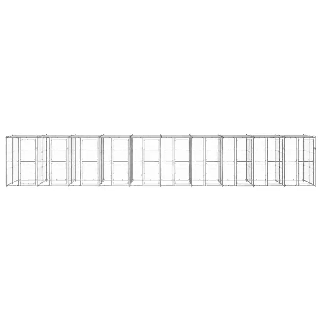 Gabbia per cani da esterno in acciaio zincato 1100x220x180 cm con tetto