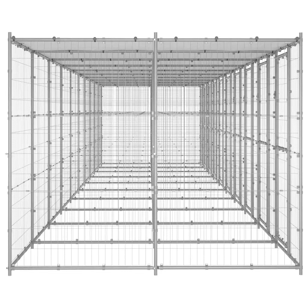 Gabbia per cani da esterno in acciaio zincato 1100x220x180 cm con tetto