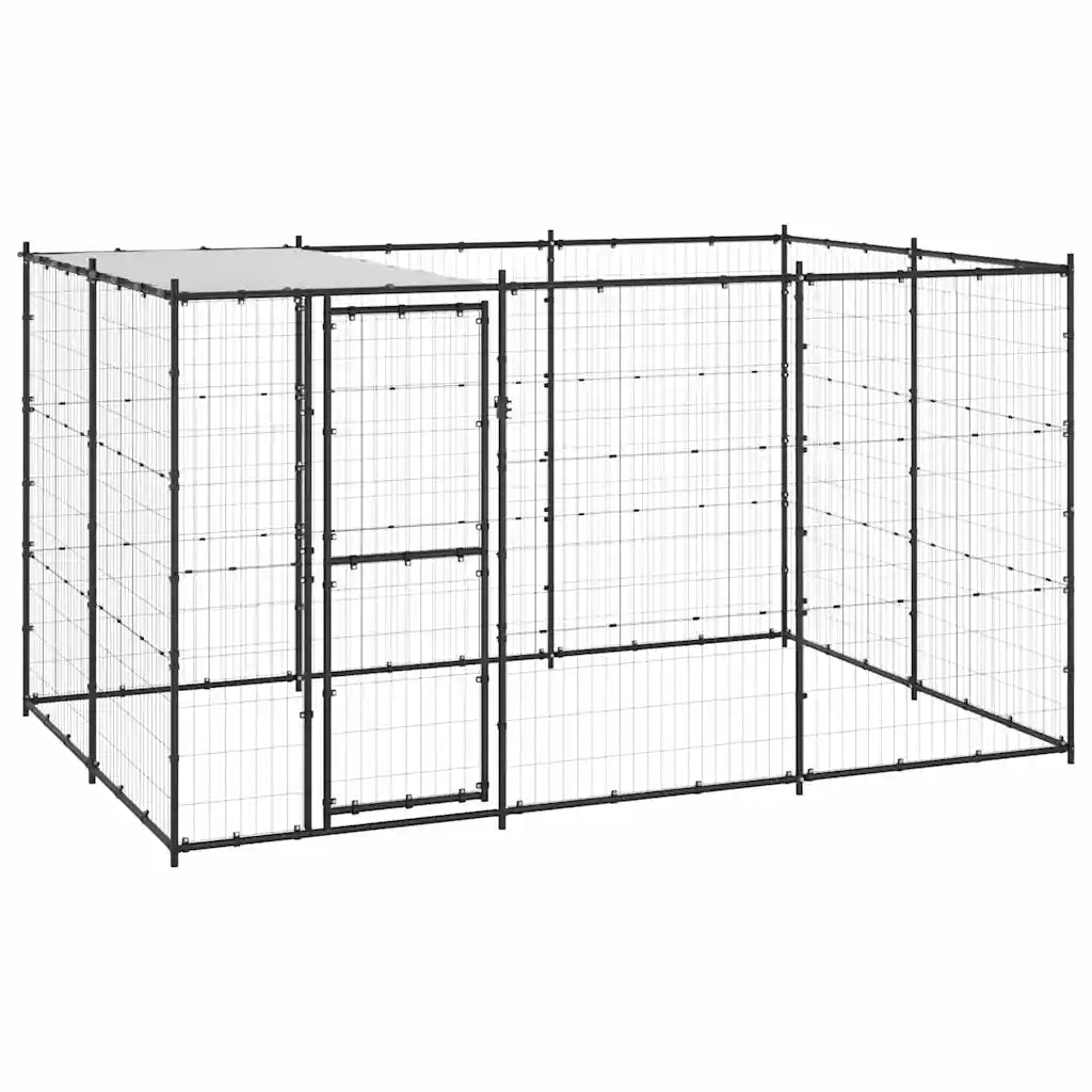 Gabbia per cani da esterno 330x220x180 cm acciaio zincato con tetto