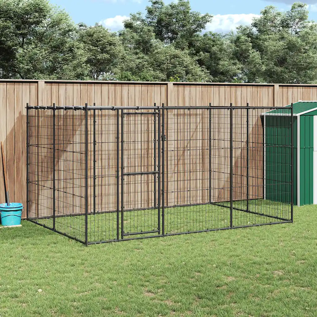 Gabbia per cani da esterno 330x220x180 cm acciaio zincato con tetto