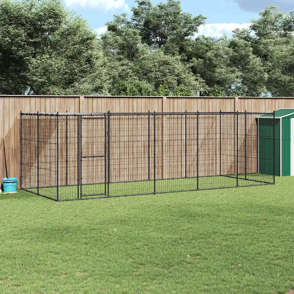 Gabbia per cani da esterno in acciaio zincato con tetto 550x220x180 cm