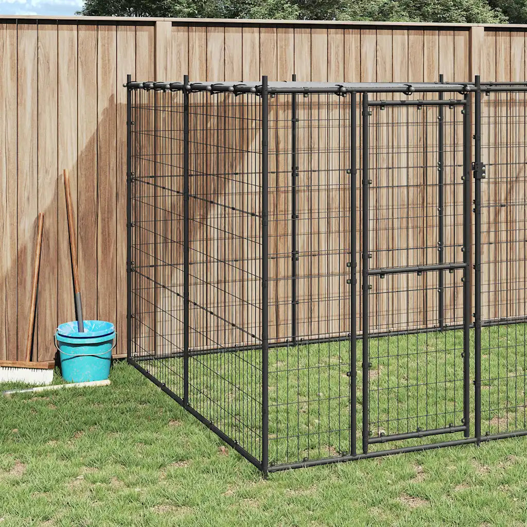 Gabbia per cani da esterno in acciaio zincato 990x220x180 cm con tetto