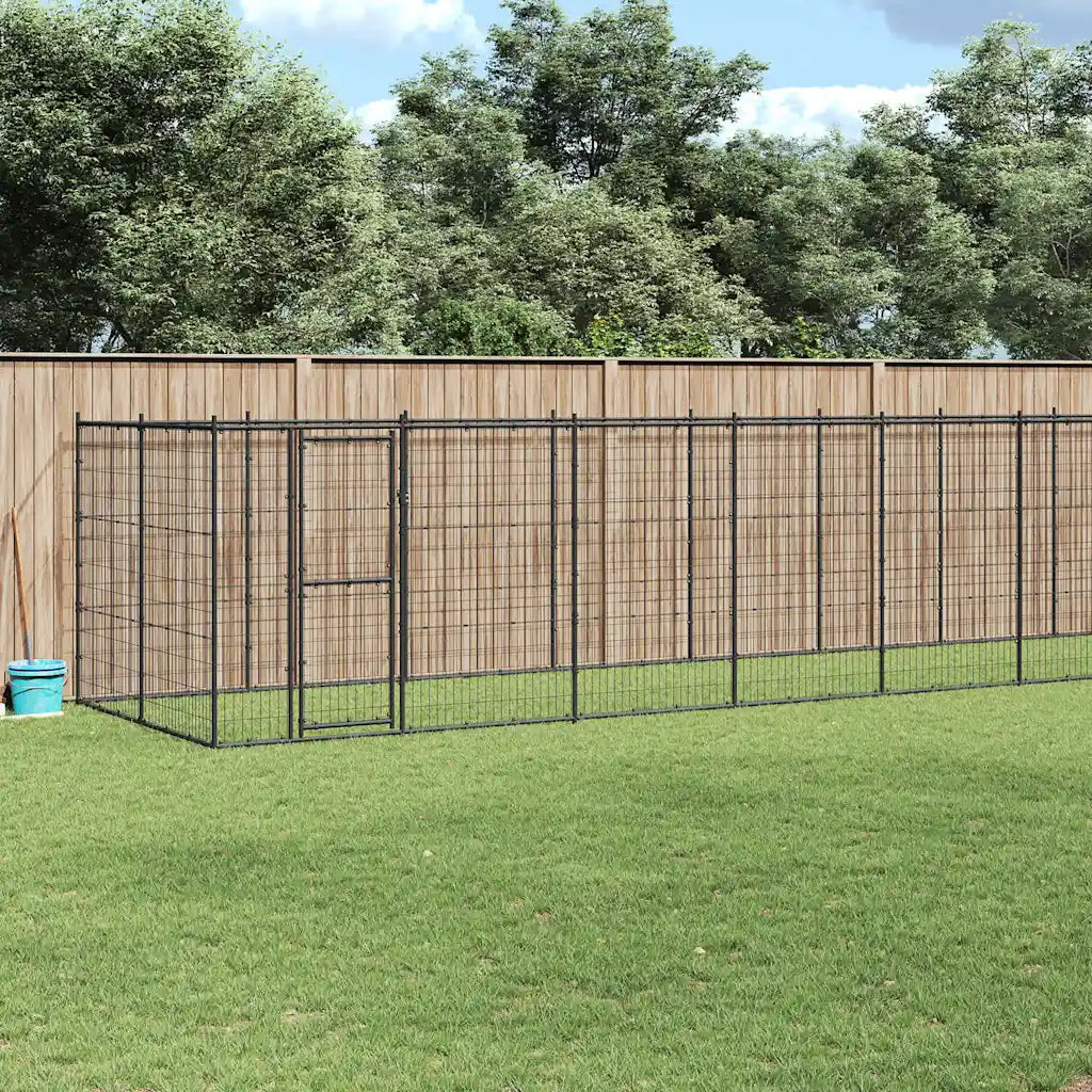 Gabbia per cani da esterno in acciaio zincato con tetto 1210 x 220 x 180 cm