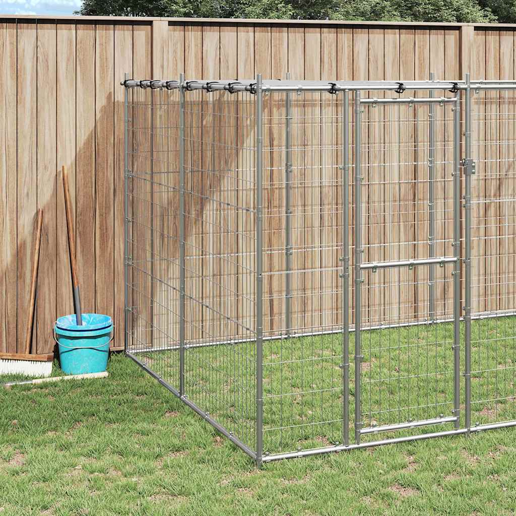 Gabbia per Cani da Esterno in Acciaio Zincato con Tetto 7,26 m²