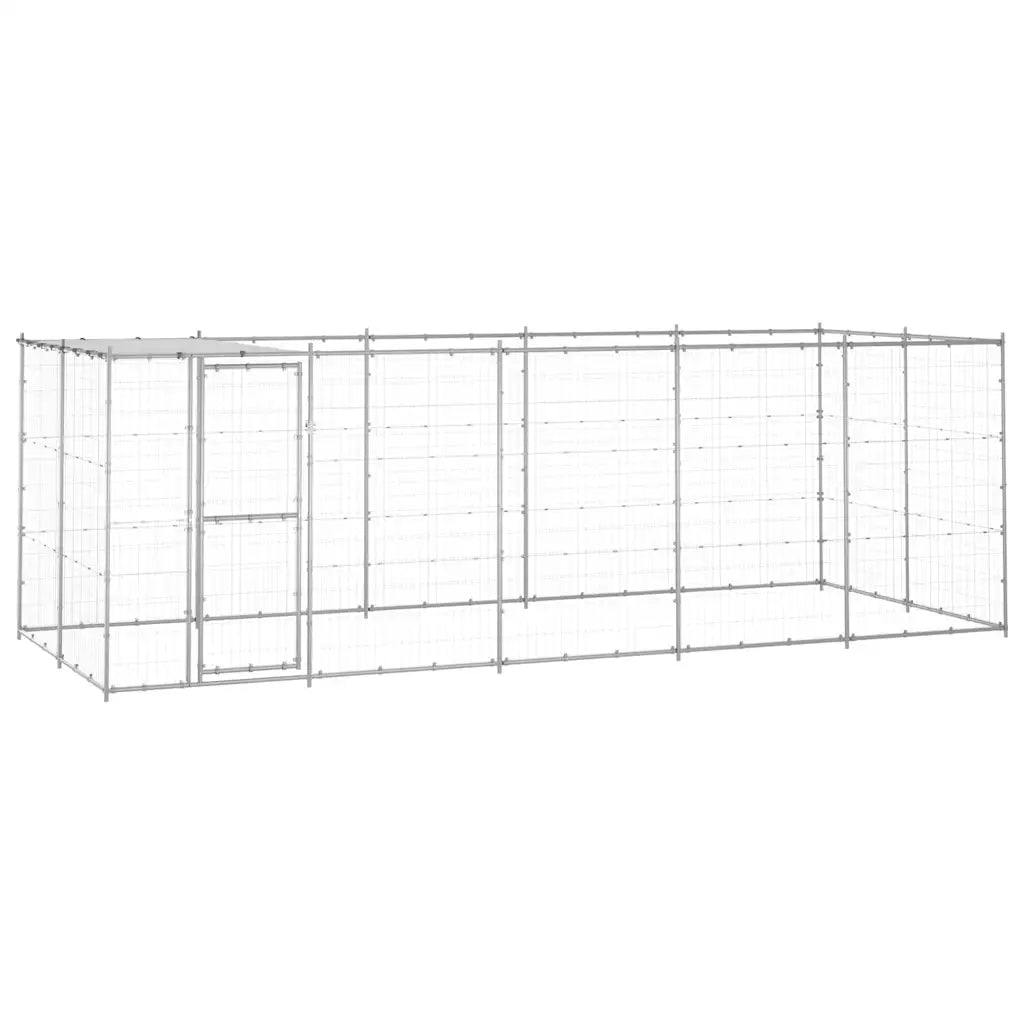 Gabbia per cani da esterno in acciaio zincato con tetto 550x220x180 cm