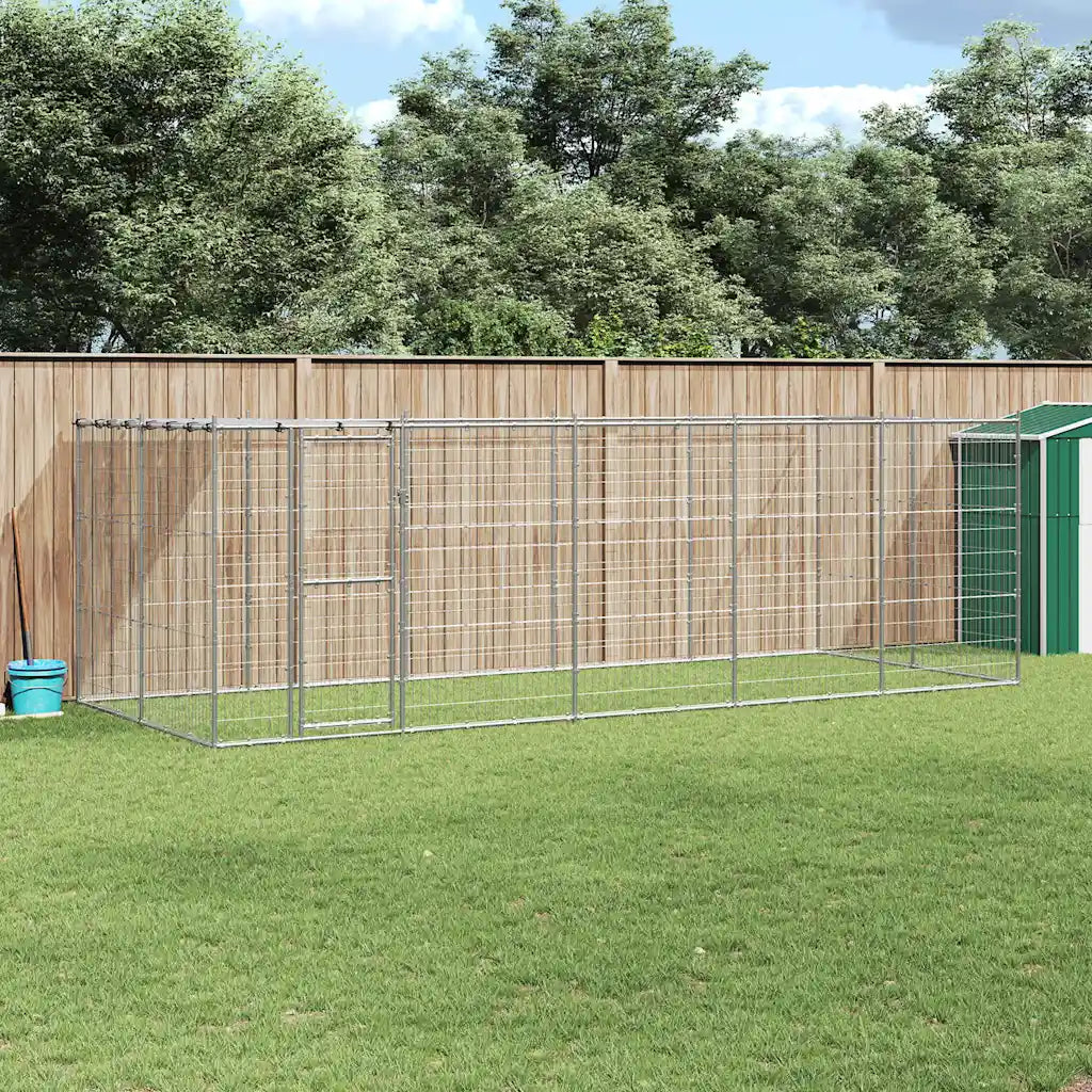 Gabbia per cani da esterno in acciaio zincato con tetto 550x220x180 cm