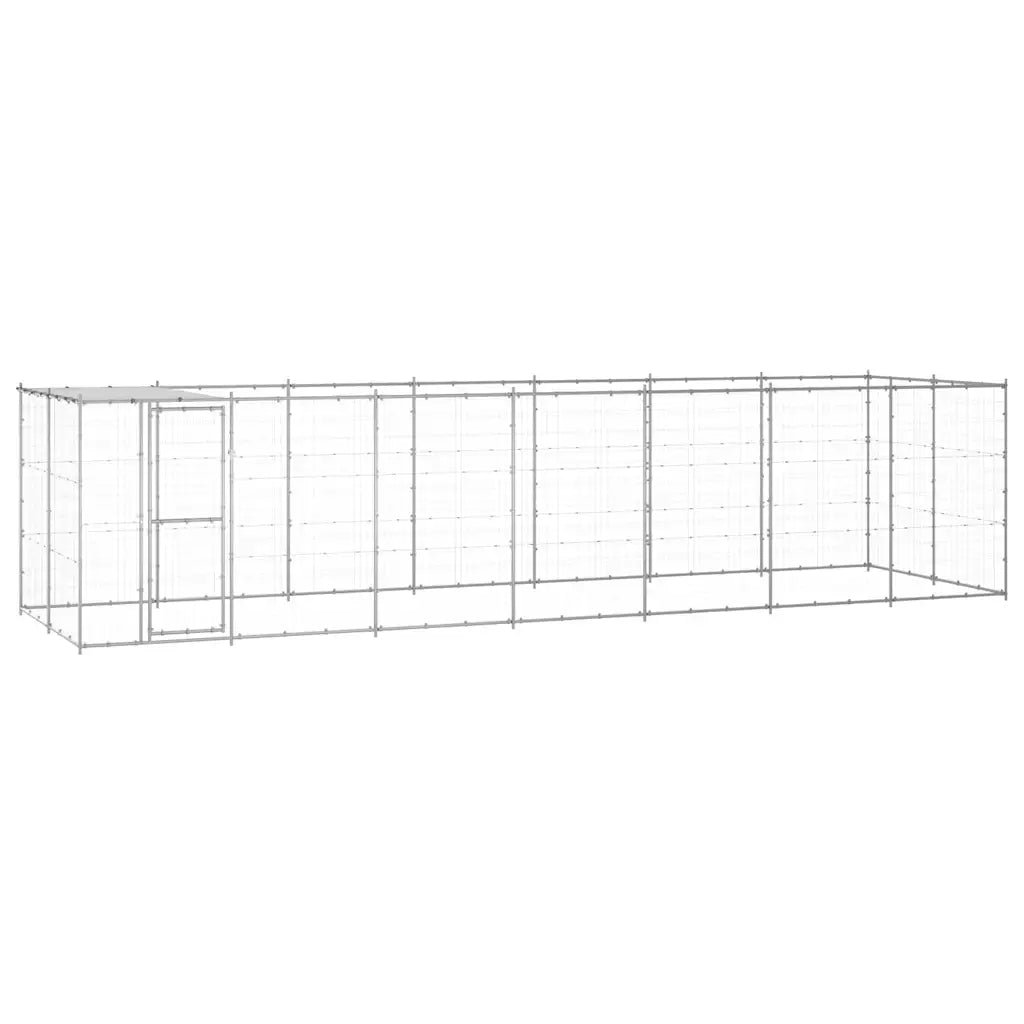 Gabbia per cani da esterno in acciaio zincato con tetto 770x220x180 cm
