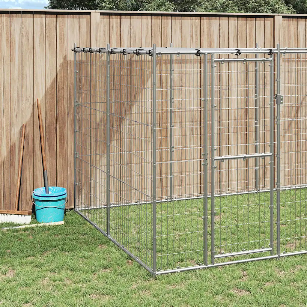 Gabbia per cani da esterno in acciaio zincato con tetto 770x220x180 cm