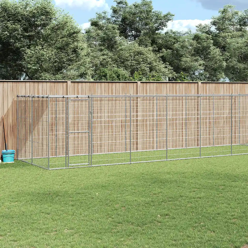 Gabbia per cani da esterno in acciaio zincato con tetto 770x220x180 cm