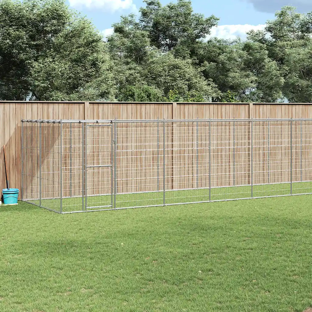 Gabbia per cani da esterno in acciaio zincato con tetto 1210 x 220 x 180 cm