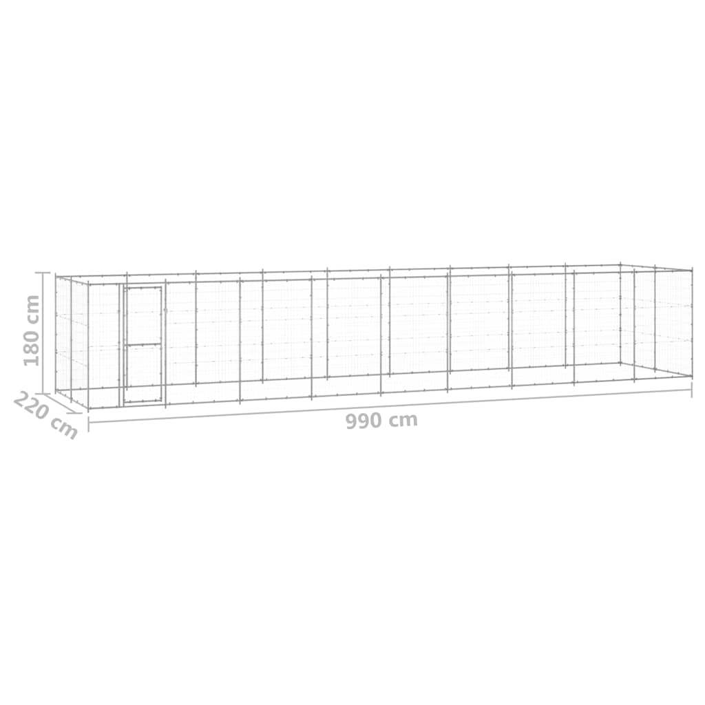 Gabbia per Cani da Esterno in Acciaio Zincato 21,78m²