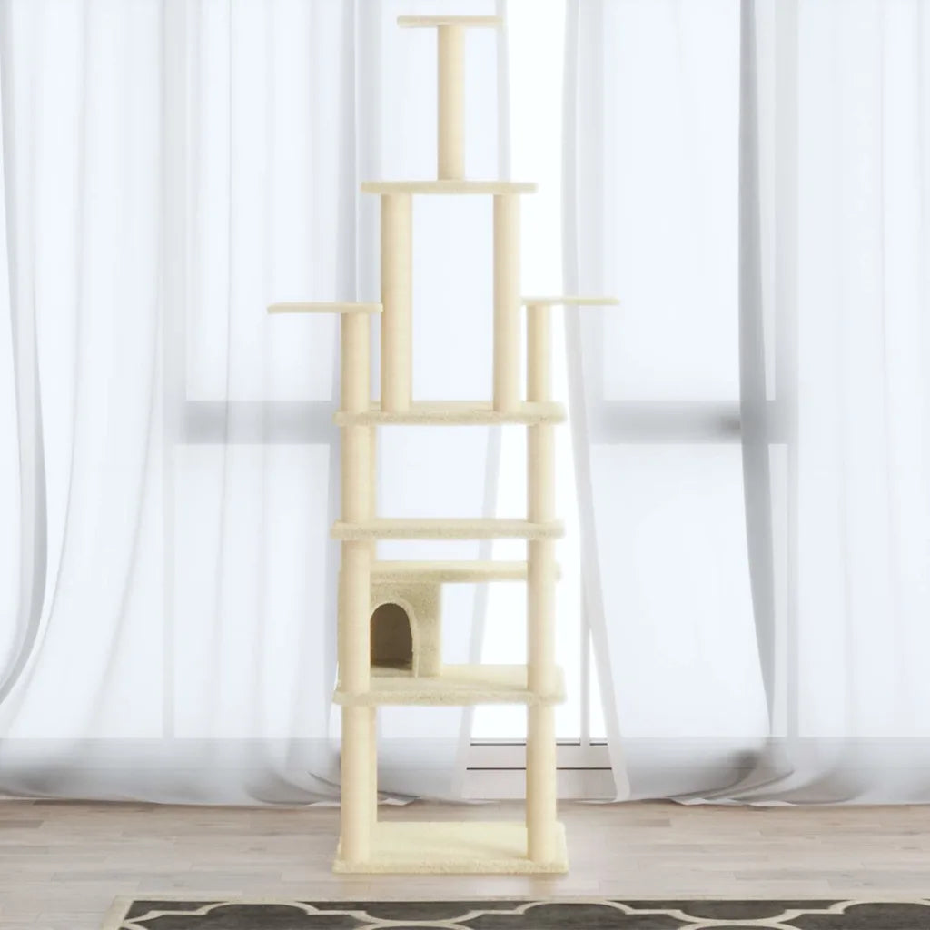 Albero per gatti con tiragraffi in sisal 74x74x183 cm