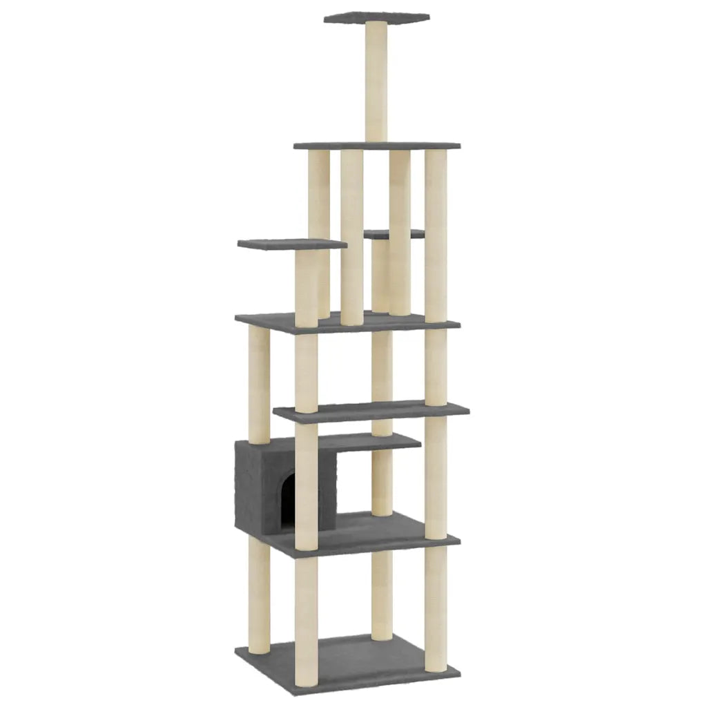 Albero per gatti con tiragraffi in sisal 74x74x183 cm