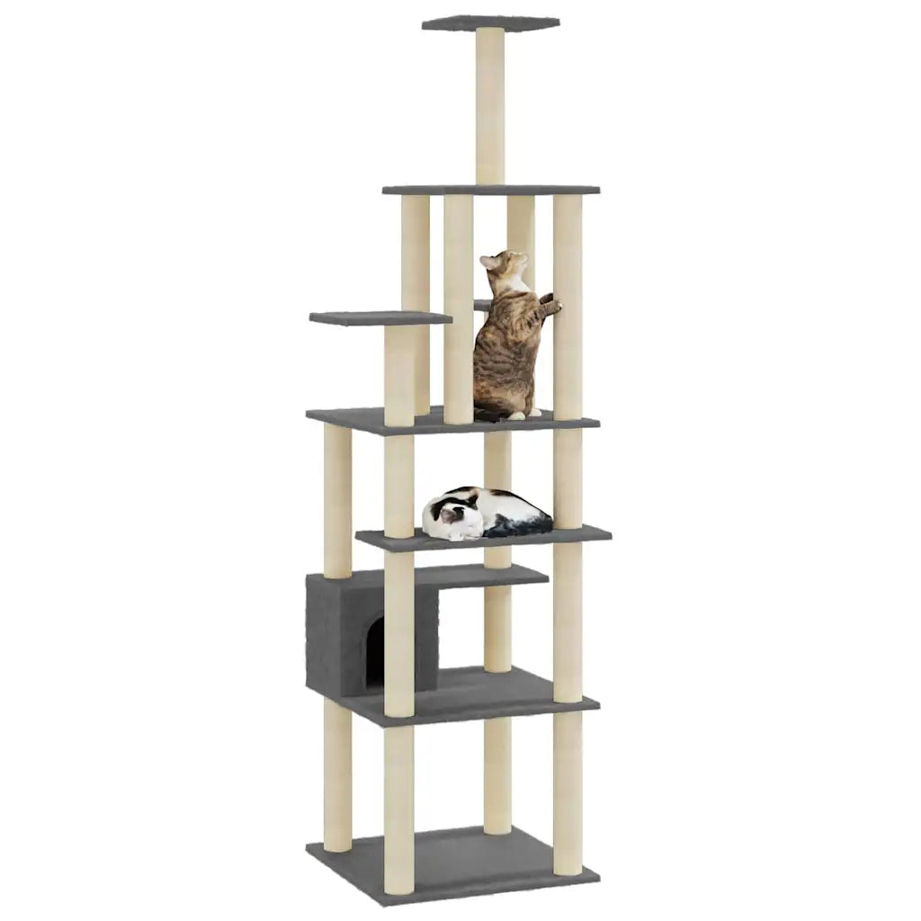 Albero per gatti con tiragraffi in sisal 74x74x183 cm
