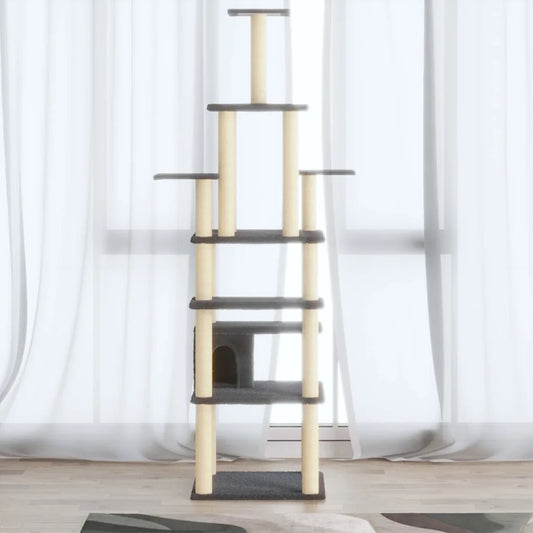 Albero per gatti con tiragraffi in sisal 74x74x183 cm