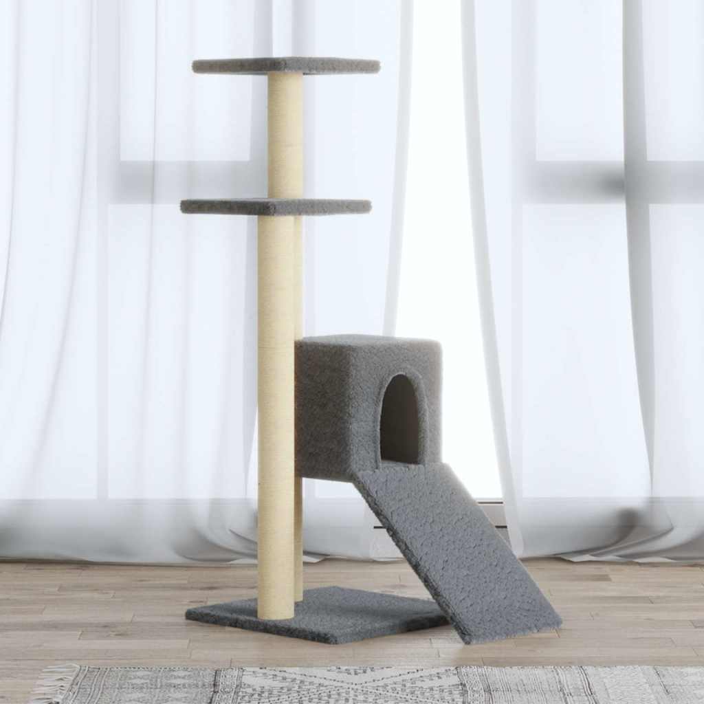 Albero per Gatti con Tiragraffi in Sisal Grigio Chiaro 92 cm