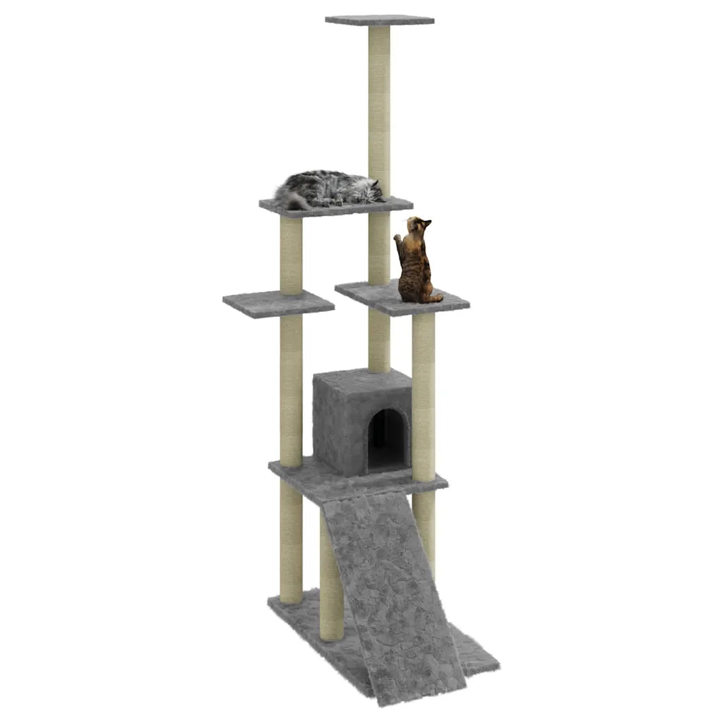 Albero per gatti con tiragraffi in sisal 54x73x155 cm