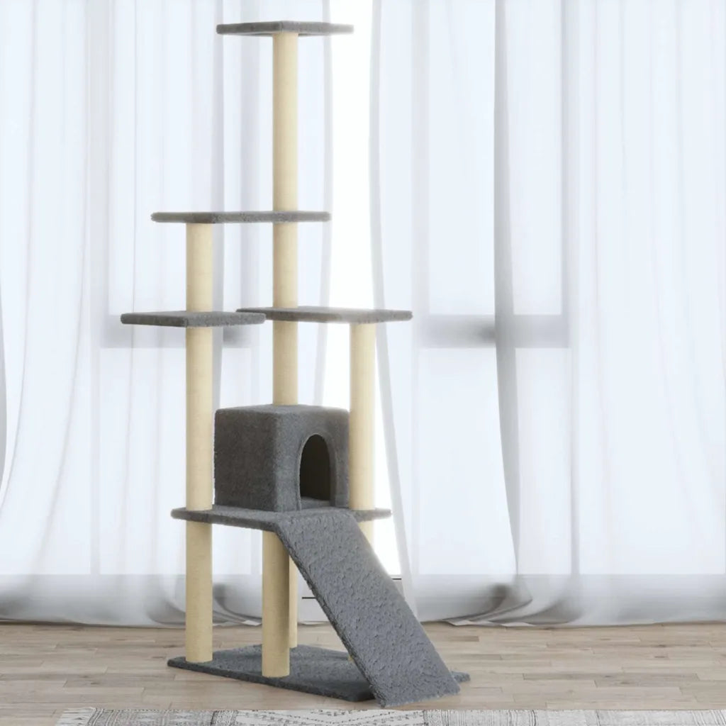 Albero per gatti con tiragraffi in sisal 54x73x155 cm