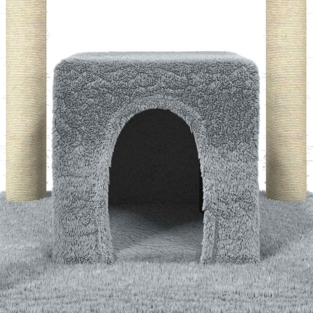 Albero per Gatti con Tiragraffi in Sisal Grigio Chiaro 174 cm