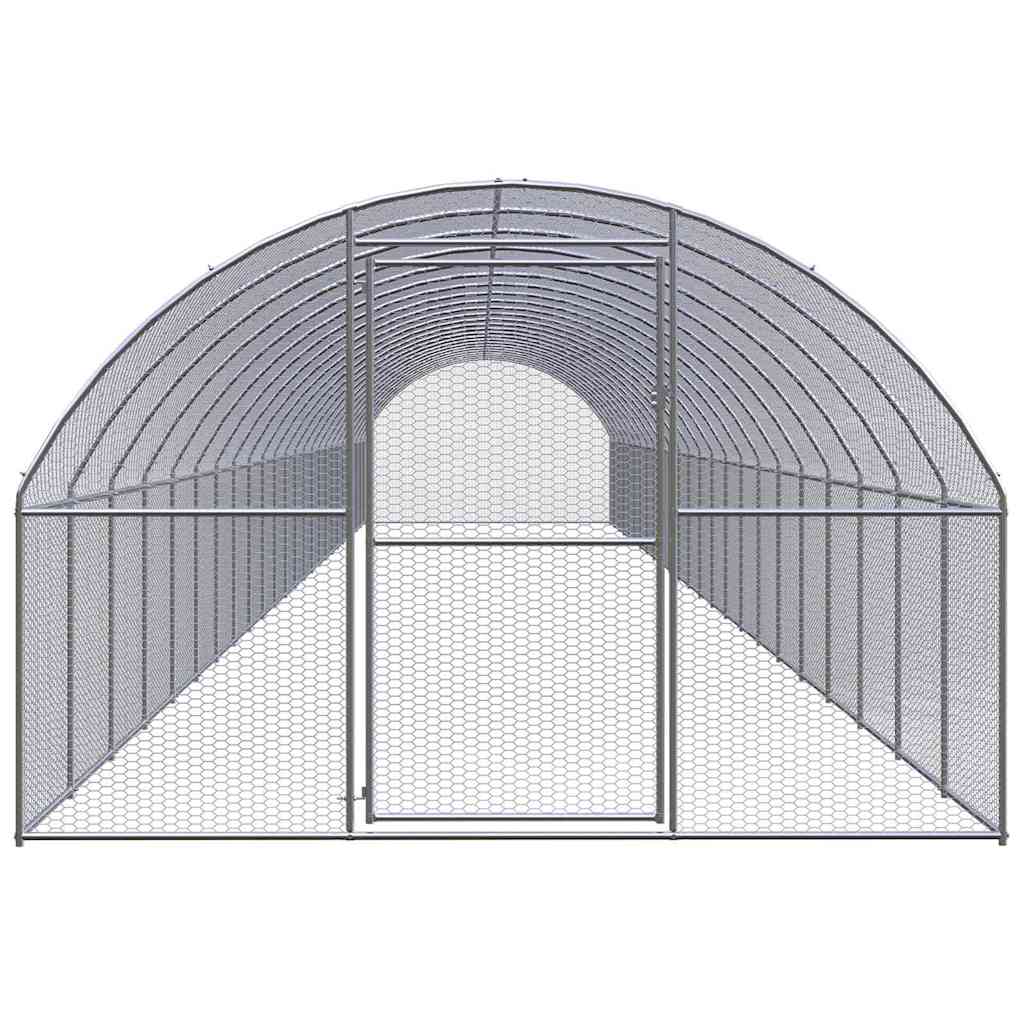 Pollaio per Esterni 3x24x2 m in Acciaio Zincato