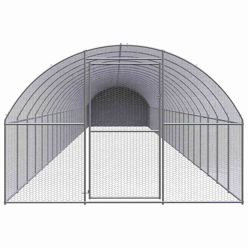 Pollaio per Esterni 3x24x2 m in Acciaio Zincato